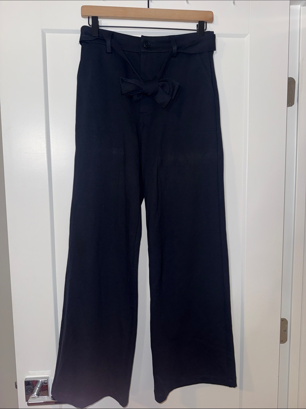 Kut from the Kloth Black Wide-Leg Paperbag Waist Pants with Tie